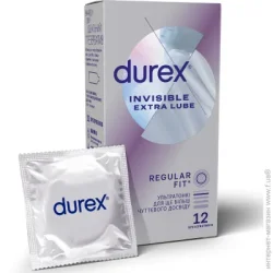 Презервативы Презервативи Латексні З Силіконовою Змазкою Durex® Invisible Extra Lube (Ультратонкі З Додатковою Змазкою), 12 Шт.