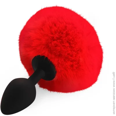  Art Of Sex     - Silicone Bunny Tails Butt plug Red,  3,5  (SO6964-02)