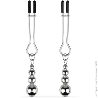     Bedroom Fantasies: Nipple Clamps with Beaded Chain - Silver (SX2209)
