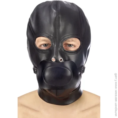 , ' Fetish Tentation      BDSM hood in leatherette with removable gag (SO4673-02)