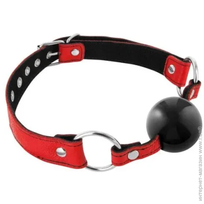  Fetish Tentation Premium Leather gag with silicone ball Red (SX1100)