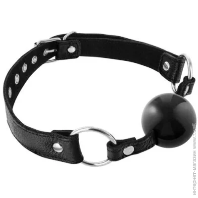 Fetish Tentation  Premium Leather gag with silicone ball Black (SX1101-02)