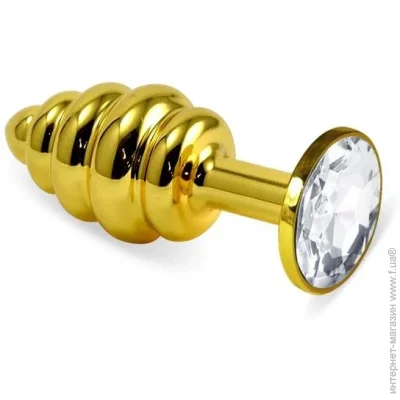   Lovetoy   Heavy Metal Anal Plug Gold Rosebud Spiral Clear (6452LVTOY563-07)