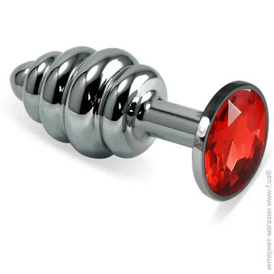   Lovetoy   Heavy Metal Anal Plug Silver Rosebud Spiral Red (6452LVTOY594-07)