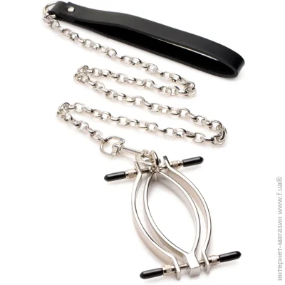  Master Series    : Pussy Tugger Adjustable Vagina Clamp with Chain (SO8797-02)