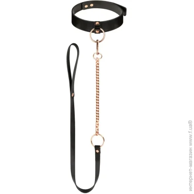    Rosy Gold - Collar with Leash - Black (SX1199)