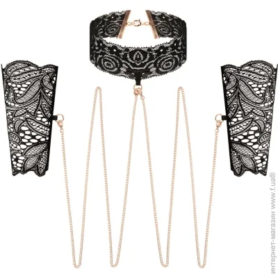     Rosy Gold - Lace Cuffs and Collar - Black (SX1196)