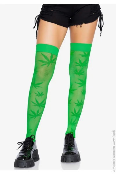 Leg Avenue    420 Net thigh highs Green (SO9160-02)