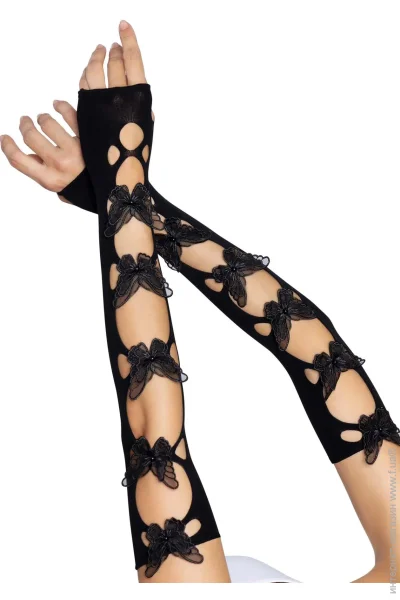 Leg Avenue ̳ Butterfly applique arm warmers Black,  (SO8575~22)
