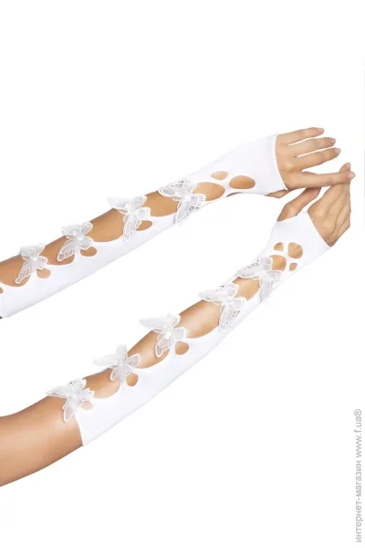 Leg Avenue ̳ Butterfly applique arm warmers White,  (SO8576~22)