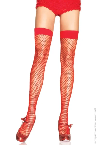 Leg Avenue - Fishnet Thigh Highs  , Red one size (SO7973~22)