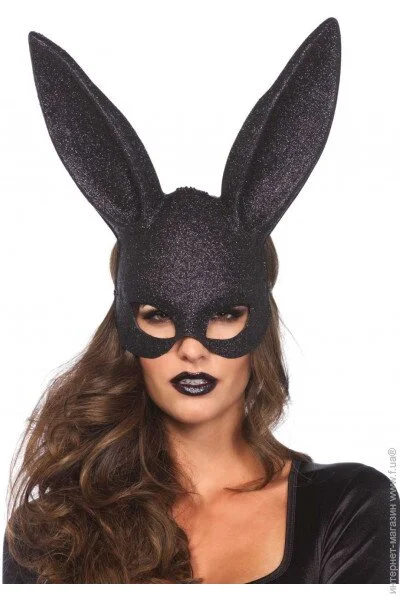   Leg Avenue Glitter masquerade rabbit mask Black (SO8604)