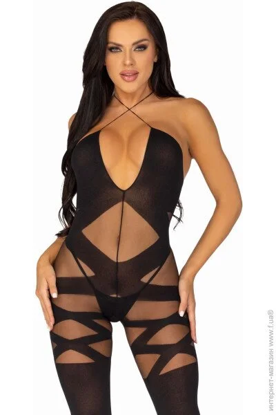  Leg Avenue Illusion halter bodystocking Black O/S (SO8619)