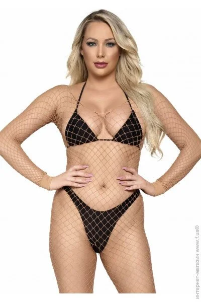  Leg Avenue Long Sleeved Bodystocking Nude O/S (SO8615)
