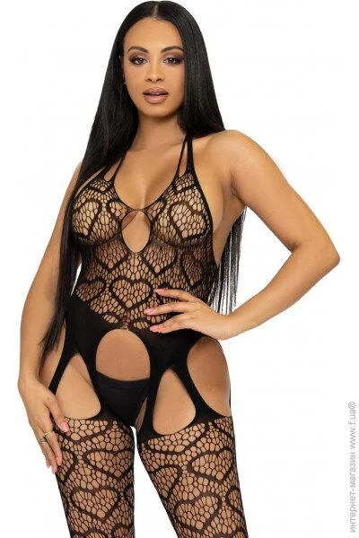  Leg Avenue Net suspender bodystocking Black O/S (SO8586)