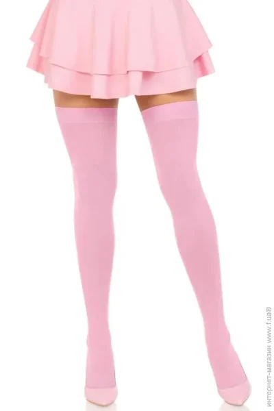   ٳ   Leg Avenue Opaque Nylon Thigh Highs Pink, One Size (SX1711)