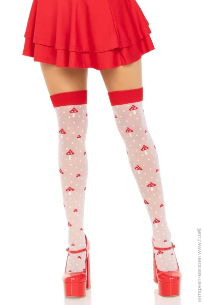   Leg Avenue Polka Dot Mushroom Thigh Highs One Size (SX1044)