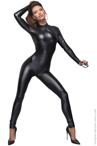 Noir Handmade  F162 Powerwetlook overall with leash and two-way zipper, 3XL,   (SX0046-02)