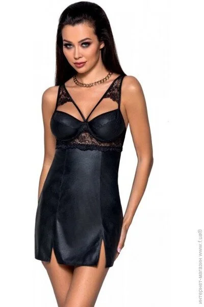   -  -   Loona Chemise black L/XL-Passion (SO5358)