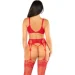 Leg Avenue  Bra Top, String and Garter Belt Stockings One Size, Red (SX1748-02)