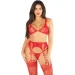 Leg Avenue  Bra Top, String and Garter Belt Stockings One Size, Red (SX1748-02)