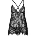 Leg Avenue  - Floral lace babydoll & string Black L,  (SO9171-02)