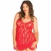    Leg Avenue Rose Lace Flair Chemise Red Plus Size (SO9103)
