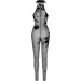   Noir Handmade F315 Ego flocked mesh halter catsuit - S (SX0327)