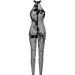   Noir Handmade F315 Ego flocked mesh halter catsuit - S (SX0327)