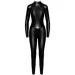    Noir Handmade F319 Caged wetlook catsuit with zippers and ring - L (SX0347)