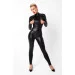    Noir Handmade F319 Caged wetlook catsuit with zippers and ring - L (SX0347)